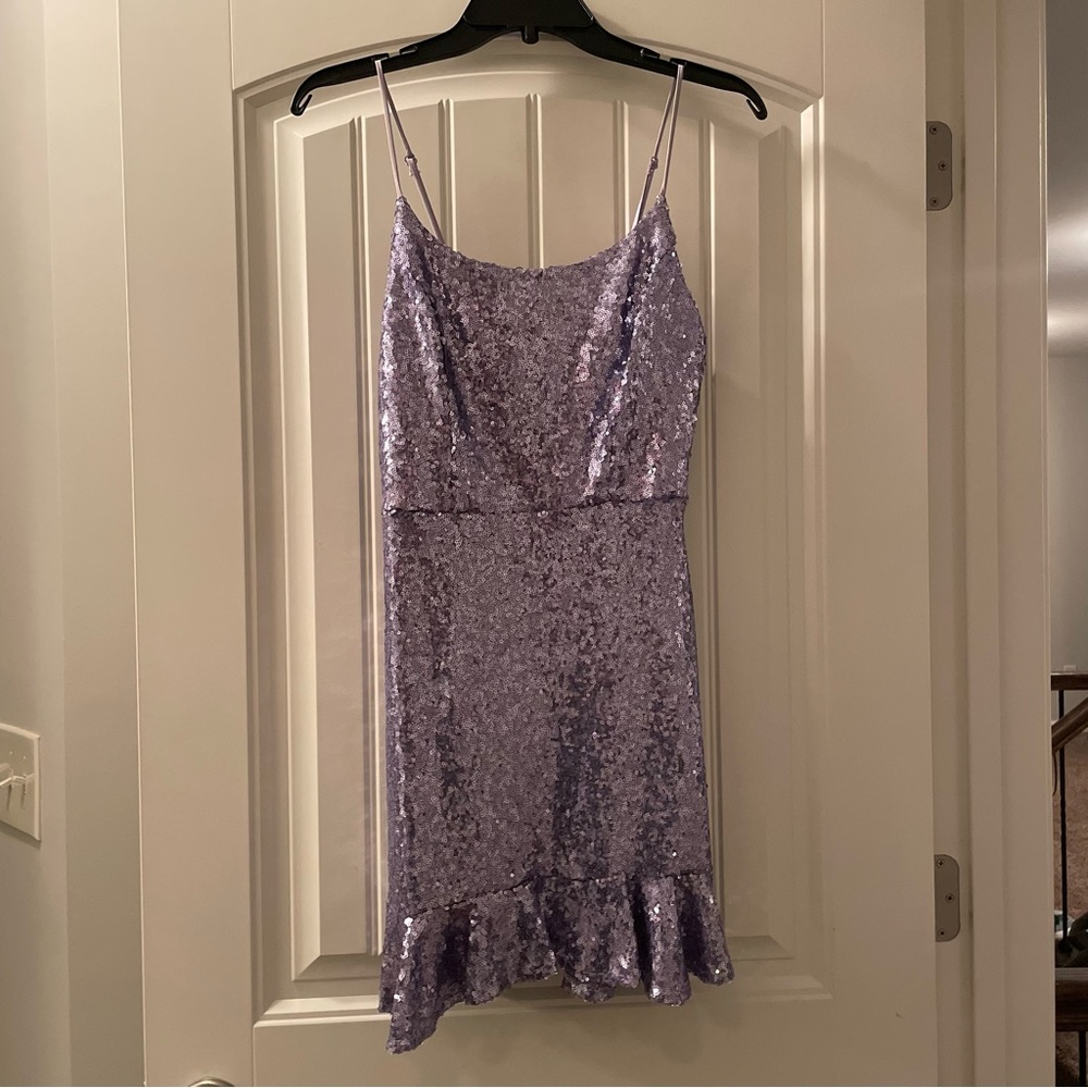 flattering purple sequin homecoming dress!